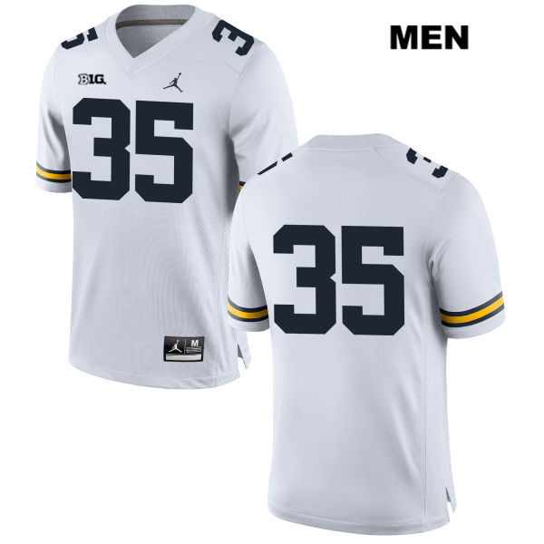 Men's NCAA Michigan Wolverines Casey Hughes #35 No Name White Jordan Brand Authentic Stitched Football College Jersey QD25Z32RL